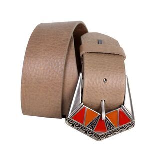 Velez TAUPE BROWN GENUINE LEATHER 1 7/8"Wd CORSET DRESS WOMEN'S BELT Sz M (I7